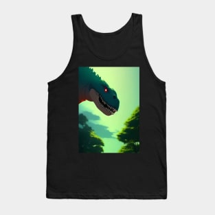 SCARY GREEN DINOSAUR IN THE TREES Tank Top